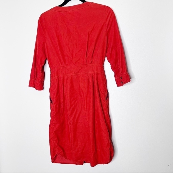 Anthropologie Maeve Orange Corduroy Button Down Knee Length Dress Size 2 Women’s - Picture 2 of 3